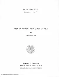 Papers in Southeast Asian Linguistics No. 5