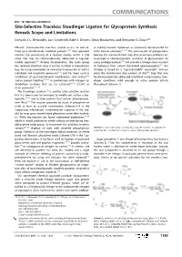 Siteselective Traceless Staudinger Ligation for Glycoprotein Synthesis Reveals Scope and Limitations