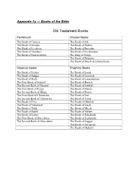 Appendix 1A — Books of the Bible