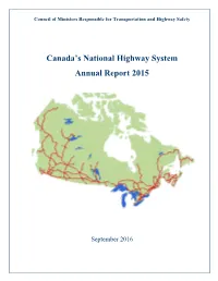 Canada's National Highway System Annual Report 2015