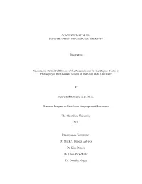 CONSTRUCTING CHAOXIANZU IDENTITY Dissertation Presented In