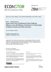 Does Fixed-Term Employment Have Spillover Effects on the Well-Being of Partners? a Panel Data Analysis for East and West Germany
