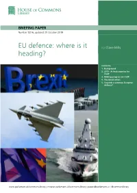 European Defence: Where Is It Heading?