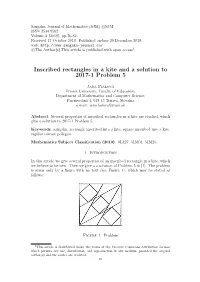 Inscribed Rectangles in a Kite and a Solution to 2017-1 Problem 5