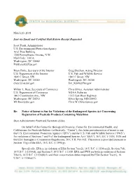 Notice of Intent to Sue for Violations of the Endangered Species Act Concerning Registration of Pesticide Products Containing Malathion