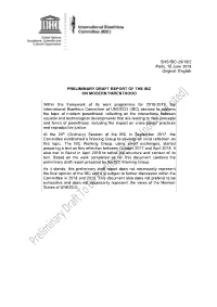 Preliminary Draft Report of the IBC on Modern Parenthood; 2018