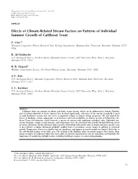 Related Stream Factors on Patterns of Individual Summer Growth of Cutthroat Trout