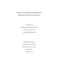 The Effects of Group Status on Intragroup Behavior