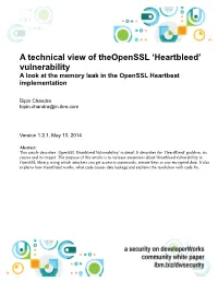 A Technical View of Theopenssl 'Heartbleed' Vulnerability