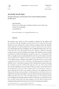 An Early Greek Epic Narrative Structures in Parmenides’ Poem and the Relation Between Its Main Parts