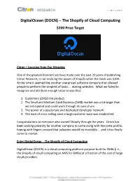 Digital Ocean the Shopify of Cloud Computing