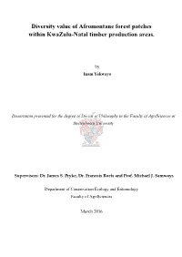 Diversity Value of Afromontane Forest Patches Within Kwazulu-Natal Timber Production Areas