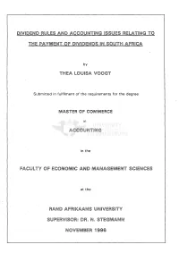 Dividend Rules and Accounting Issues Relating to the Payment of Dividends, Has Now Reached Its Conclusion