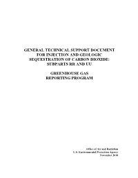Geologic Sequestration and Injection of Carbon Dioxide: Subparts RR