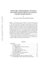 Howe Pairs, Supersymmetry, and Ratios of Random Characteristic