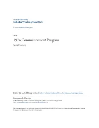 1974 Commencement Program Seattle Niu Versity