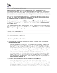 2014 Candidate Questionnaire Thank You for Taking The