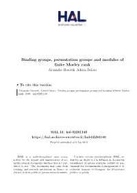 Binding Groups, Permutation Groups and Modules of Finite Morley Rank Alexandre Borovik, Adrien Deloro