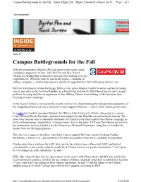 Campus Battlegrounds for the Fall :: Inside Higher Ed :: Higher Education's Source for N