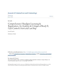Comprehensive Handgun Licensing & Registration