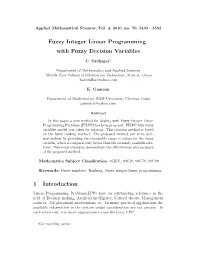 Fuzzy Integer Linear Programming with Fuzzy Decision Variables