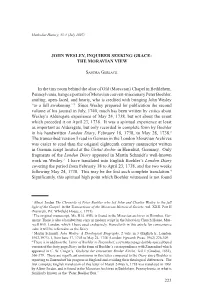 JOHN Wesley, INQUIRER SEEKING GRACE: the MORAVIAN VIEW In
