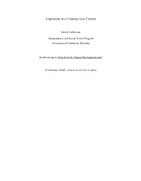 Legislation in a Common Law Context