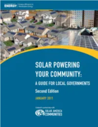 Solar Powering Your Community: a Guide for Local Governments | January 2011 Acknowledgments