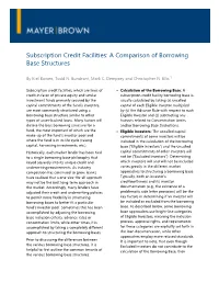 Subscription Credit Facilities: a Comparison of Borrowing Base Structures