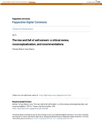 The Rise and Fall of Self-Esteem: a Critical Review, Reconceptualization, and Recommendations