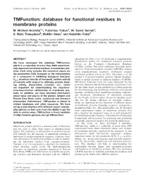 Tmfunction: Database for Functional Residues in Membrane Proteins M