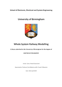 University of Birmingham Whole System Railway Modelling