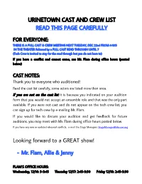 Urinetown Cast and Crew List Read This Page Carefully
