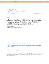 A Postmodern Sense of Nostalgia: Demonstrating Through a Textual Analysis of Twin Peaks How Cult Membership Can Be Inculcated