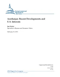 Azerbaijan: Recent Developments and U.S