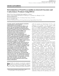 Determination of Total Procyanidins in Selected Chocolate and Confectionery Products Using DMAC