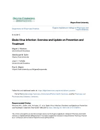 Ebola Virus Infection: Overview and Update on Prevention and Treatment