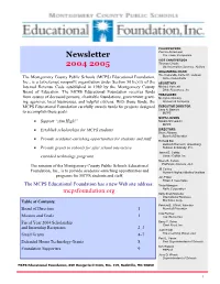 MCPS Educational Foundation, Inc. Newsletter 2004-05