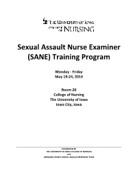 Sexual Assault Nurse Examiner (SANE) Training Program