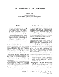 Using a Meta-Grammar for LTAG Korean Grammar