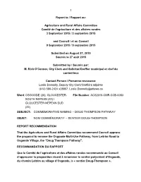 1 Report to / Rapport Au
