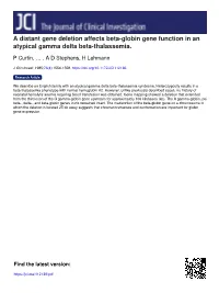 A Distant Gene Deletion Affects Beta-Globin Gene Function in an Atypical Gamma Delta Beta-Thalassemia