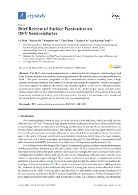 Brief Review of Surface Passivation on III-V Semiconductor