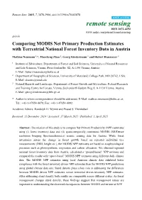 Comparing MODIS Net Primary Production Estimates with Terrestrial National Forest Inventory Data in Austria