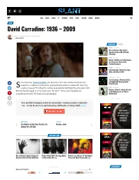 David Carradine, the Versatile Actor, Blunt-Spoken