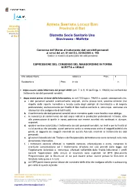 Provincia Di Bari Distretto Socio Sanitario Uno Giovinazzo