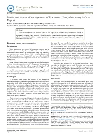 Reconstruction and Management of Traumatic Hemipelvectomy: a Case Report