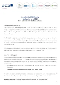 Cross-Border Phd Mobility Application Form 2019 Third Call for Comue Lille Nord De France