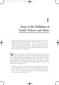Issues in the Definition of Family Violence and Abuse
