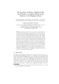 On the Power of Power Analysis in the Real World: a Complete Break of the Keeloq Code Hopping Scheme
